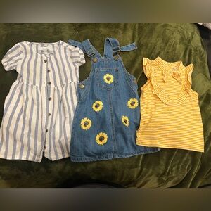 Yellow Striped Bow Top by Janie and Jack